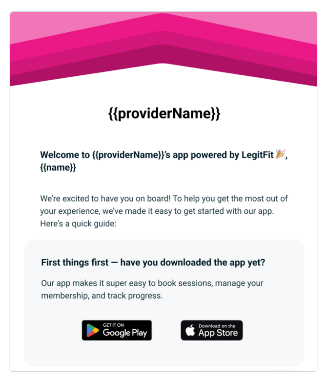 COP welcome email