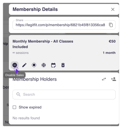Disable Sales on Membership Button
